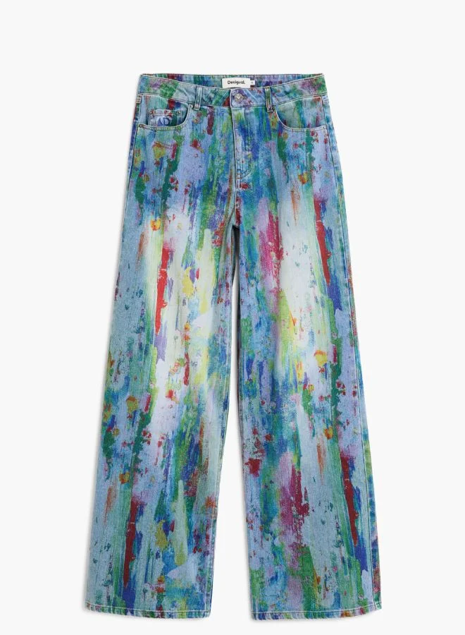 DESIGUAL Two-Material Denim Trousers